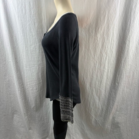 Free People Ski Lodge Waffle Knit Henley Thermal long sleeve shirt M - Picture 5 of 9